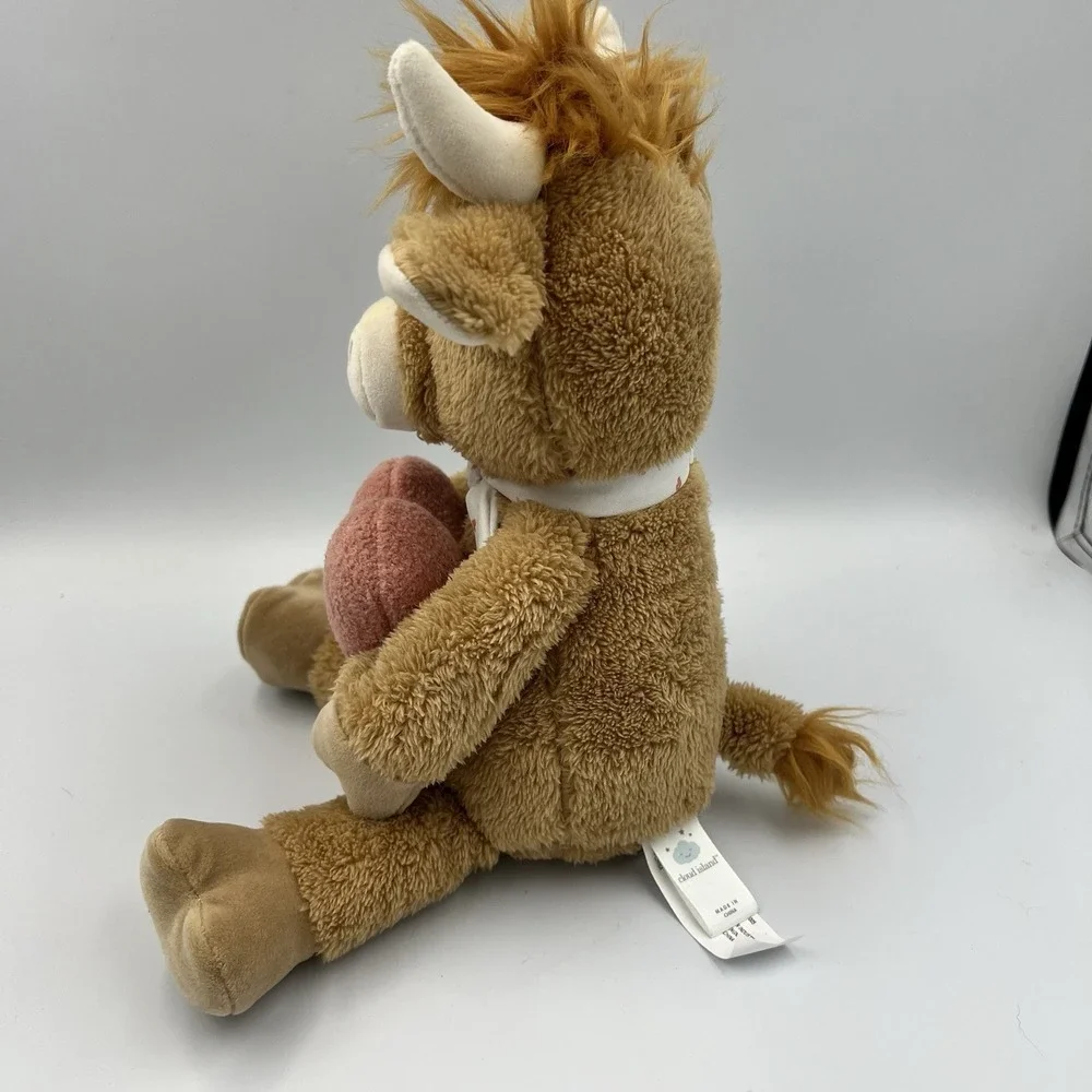 Cloud Island Highland Cow Plush Stuffed Animal Toy Detachable Heart Rattle